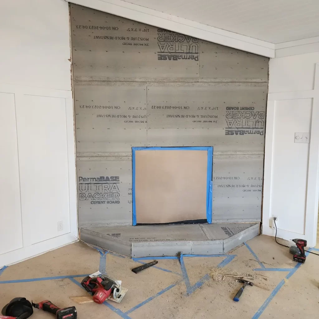 Tile Fireplace Prep